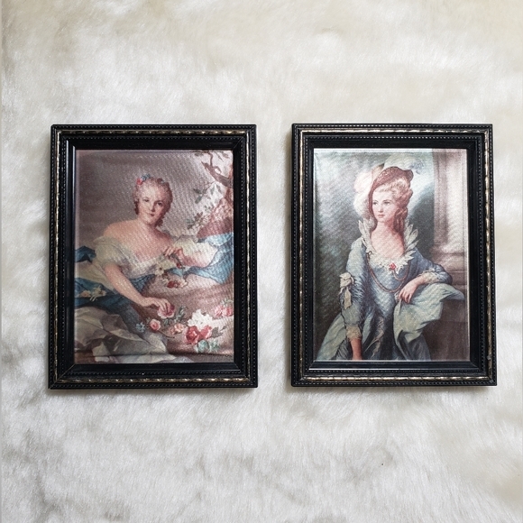 VINTAGE 70s Reproduction Miniature Silk Portraits Anne Henriette Mrs Mary Graham - Picture 6 of 7